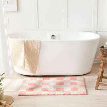 CozeCube Checkered Bath Mats - Soft, Non-Slip & Washable
