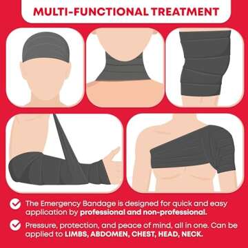 Ever Ready First Aid Israeli Battle Dressing Compression Bandage, 6", Black