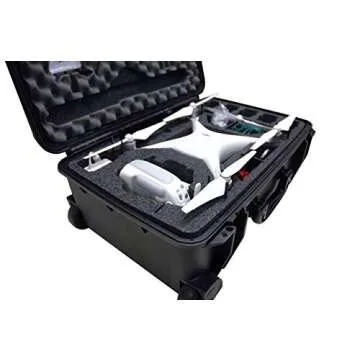Case Club Pre-Cut Waterproof Drone Case with Wheels, Extension Handle & 2 Moisture Absorbing Silica Gel - Fits DJI Phantom 4 (Propellers On)