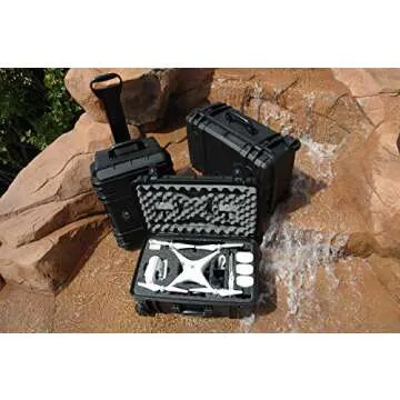 Case Club Pre-Cut Waterproof Drone Case with Wheels, Extension Handle & 2 Moisture Absorbing Silica Gel - Fits DJI Phantom 4 (Propellers On)