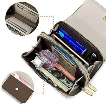 Roulens Small Crossbody Bag for Women,Cell Phone Purse Women's Shoulder Handbags Wallet Purse with Credit Card Slots