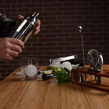 Royal Sips Premium Cocktail Shaker Set With Ice Ball Mold And Bamboo Stand - Bar Tools And Bar Accessories - Bar Set Shakers Bartending Drink Mixer - Drink Shaker Cocktail Set - Mixology Bartender Kit