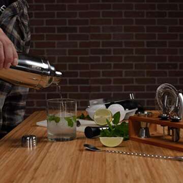 Royal Sips Premium Cocktail Shaker Set With Ice Ball Mold And Bamboo Stand - Bar Tools And Bar Accessories - Bar Set Shakers Bartending Drink Mixer - Drink Shaker Cocktail Set - Mixology Bartender Kit