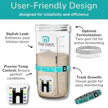 Ameeze Premium Sourdough Starter Kit - 24oz Glass Jar