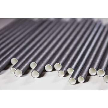 GDMINLO 100 Pack Paper Straws Black Eco-Friendly Drinking Biodegradable for Party Supplies, Bridal/Baby Shower, Birthday, Mixed Drinks, Weddings, Restaurant, Food Service