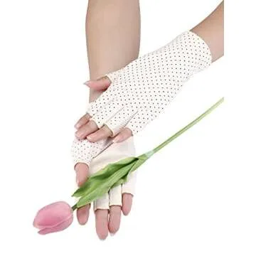 Maxdot Sun Gloves for Women uv Protection Fingerless Non Slip Driving Gloves for Summer Outdoor(1 Pair,Beige)