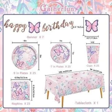Butterfly Birthday Party Supplies - Eco-Friendly Tableware and Decorations