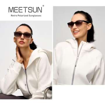 MEETSUN Polarized Sunglasses for Women Classic Retro Square Driving Ladies Sun Glasses UV Protection...