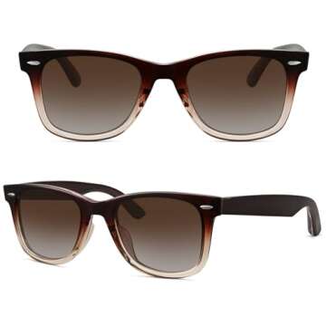 MEETSUN Polarized Sunglasses for Women Classic Retro Square Driving Ladies Sun Glasses UV Protection Brown Gradient