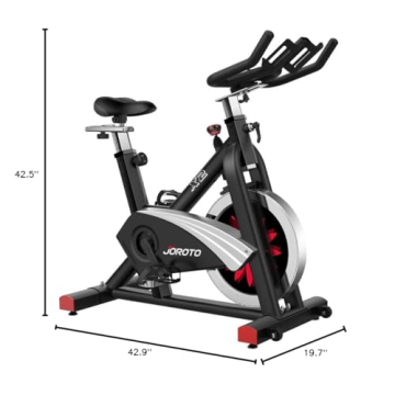 JOROTO Belt Drive Indoor Cycling Bike with Magnetic Resistance Exercise Bikes Stationary (300 Lbs Weight Capacity) (Updated)