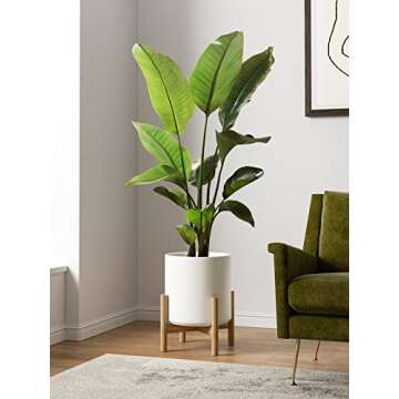 LE TAUCI 12 Inch Pot for Plants, Ceramic Large Planter for Indoor Plants, Mid-Century Modern Flower ...