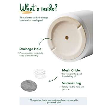 LE TAUCI 12 Inch Pot for Plants, Ceramic Large Planter for Indoor Plants, Mid-Century Modern Flower Pots with Drainage Hole and Removable Plug, White