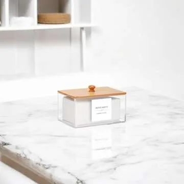 ZUHSAN Dryer Sheet Holder with 10 bonus random Labels, Acrylic made tissue box holder, Acrylic Container Storage Box for Laundry Room Organization, Holds Sheets, Balls, Clothes Pins, Laundry Pods