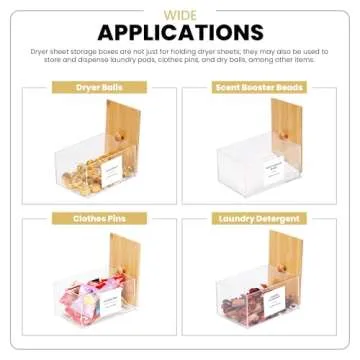 ZUHSAN Dryer Sheet Holder with 10 bonus random Labels, Acrylic made tissue box holder, Acrylic Container Storage Box for Laundry Room Organization, Holds Sheets, Balls, Clothes Pins, Laundry Pods