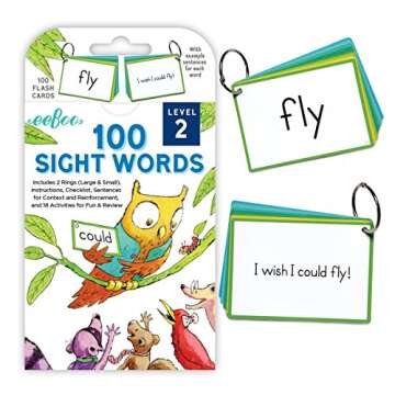 eeBoo 100 Sight Words Level 2 Flash Cards for Kids