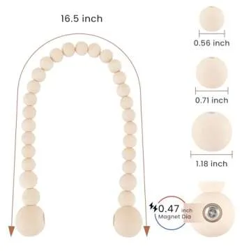 KLOGTSIND Magnetic Curtain Tiebacks, Curtain Tie Backs for Curtains 6 Pack, Wood Bead Curtain Tiebacks, Curtain Holders for Boho Bedroom Decor, Baby Nursery Decor, Farmhouse Decor