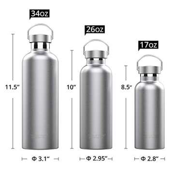 Triple Tree 26OZ Vacuum Insulated Stainless Steel Water Bottle, Double Wall Wide Mouth Lids Keeps be...