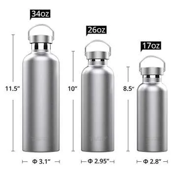 Triple Tree 26OZ Vacuum Insulated Stainless Steel Water Bottle, Double Wall Wide Mouth Lids Keeps be...
