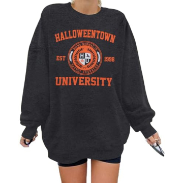 UNIQUEONE Halloween Sweatshirts for Women Oversized: Halloweentown University Sweater Spooky Season ...