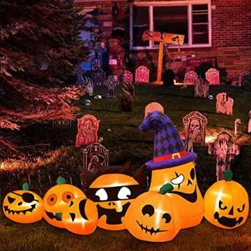 JinhzWin 7 ft Halloween Inflatable Pumpkin Family Decoration