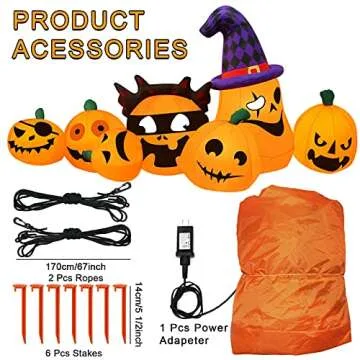 JinhzWin 7 ft Halloween Inflatable Pumpkin Family Decoration