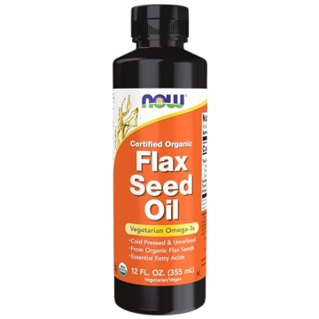 NOW Foods Supplements Organic Flax Seed Oil - Cold-Pressed Liquid, 12-Ounce