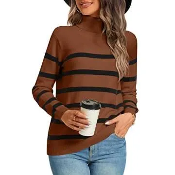 LONGYUAN Women's Warm Color Block Pullover Sweater - Comfy & Chic