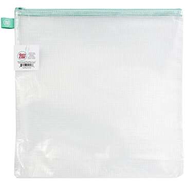 Avery Elle Zippered Vinyl Mesh Pouch - Aqua - Extra Large for Ultimate Organization