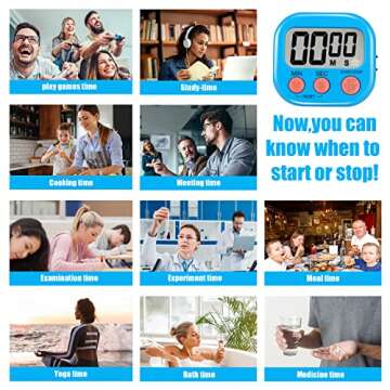 6 Pack Multi-Function Electronic Timer - Magnetic Digital Timers Big LCD Display The Loud/Silent Swi...