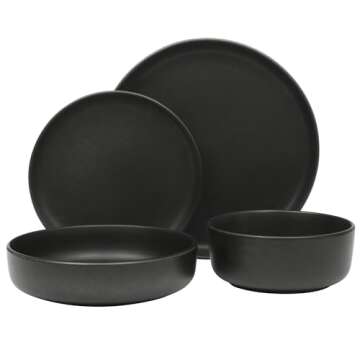 Gibson Soho Lounge Pasco 16 Piece Dinnerware Set - Black