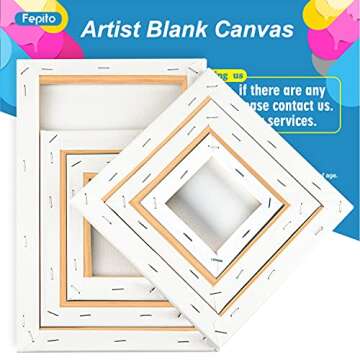 FEPITO Art Stretched Canvas Assorted Size 6 Set Blank Canvas Boards for Painting Art Canvas Frame Stretcher Acrylic Oil Water Painting Board