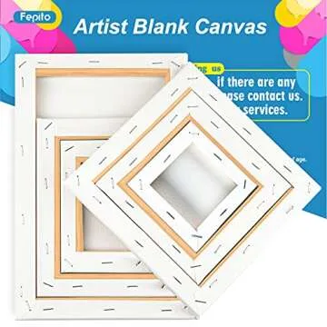FEPITO Art Stretched Canvas Assorted Size 6 Set Blank Canvas Boards for Painting Art Canvas Frame Stretcher Acrylic Oil Water Painting Board