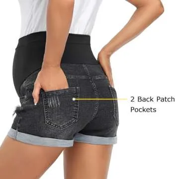 fitglam Women's Maternity Jean Shorts Over Belly Pregnancy Denim Shorts Maternity Casual Lounge Clothes
