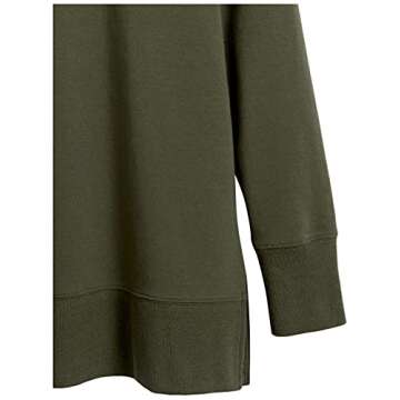 Daily Ritual Women's Long-Sleeve Side-Vent Crewneck Tunic, Olive, Small