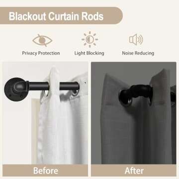 Blackout Industrial Curtain Rods for Windows, 1 Inch Pipe Wrap Around Indoor/Outdoor Room Divider Curtain Rods, 72-144 Inch, Black