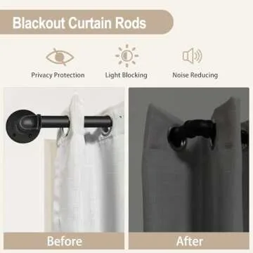 Blackout Industrial Curtain Rods for Windows, 1 Inch Pipe Wrap Around Indoor/Outdoor Room Divider Curtain Rods, 72-144 Inch, Black