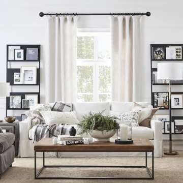 Blackout Industrial Curtain Rods for Windows, 1 Inch Pipe Wrap Around Indoor/Outdoor Room Divider Curtain Rods, 72-144 Inch, Black