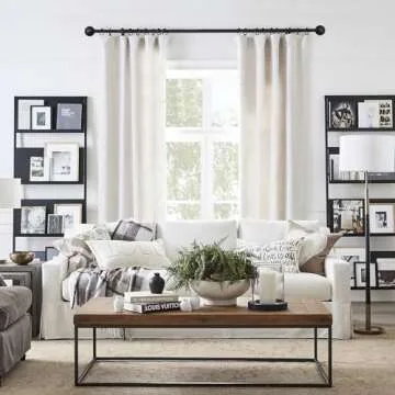 Blackout Industrial Curtain Rods for Windows, 1 Inch Pipe Wrap Around Indoor/Outdoor Room Divider Curtain Rods, 72-144 Inch, Black