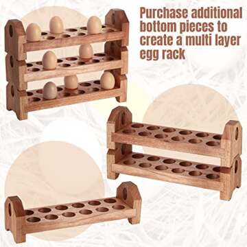 Patelai Wooden Egg Holder Countertop Egg Storage Trays Stackable for 36 Fresh Eggs Deviled Egg Tray Organizer Egg Container Rack for Rustic Kitchen Decoration(Three Layers, 14 x 4 x 4 Inch)