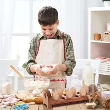 Patelai Wooden Egg Holder Countertop Egg Storage Trays Stackable for 36 Fresh Eggs Deviled Egg Tray Organizer Egg Container Rack for Rustic Kitchen Decoration(Three Layers, 14 x 4 x 4 Inch)