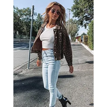 Chic Leopard Print Bomber Jacket for Trendy Women