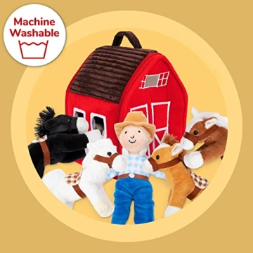 PREXTEX Soft Farm House Playset with Cuddly Plush Horses