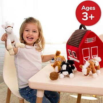 PREXTEX Soft Farm House Playset with Cuddly Plush Horses