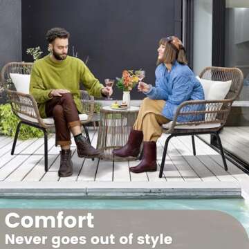 Wildformers 3 Piece Wicker Bistro Set for Outdoors