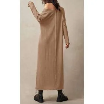 Stylish MITILLY Waffle Knit Long Midi Dress for Women