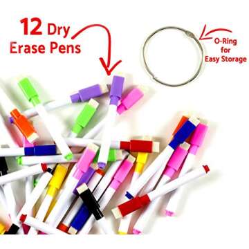 Dry Erase Pockets 12pc [10” x 13”] +Free PENS +Bonus 900 Downloadable Worksheets! Write and Wipe...