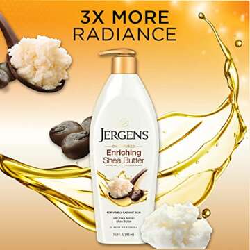 Jergens Shea Butter Hand and Body Lotion, Deep Conditioning Moisturizer, 3X More Radiant Skin, with ...