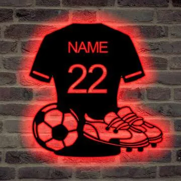 Custom Soccer LED Sign with Remote Control - Unique Decor