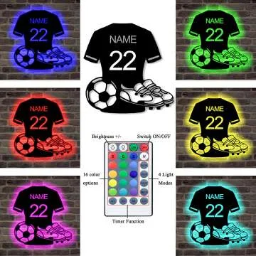 Custom Soccer LED Sign with Remote Control - Unique Decor
