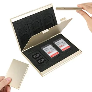 Stylish SD Card Holder in Durable Aluminum for 6 Cards